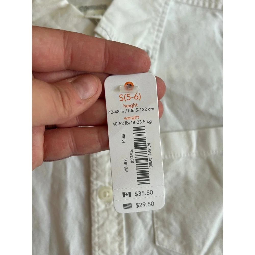 Gymboree Boys White Long Sleeve‎ Button Down Cotton Shirt Size S 5-6 NWT
